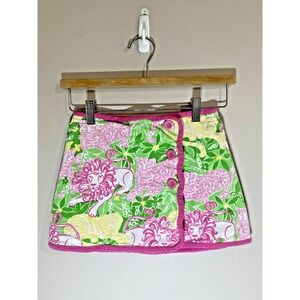 Lilly Pulitzer Wrap Skirt Girls 7 Animal Cracker‎ Pink Soft Lightweight Corduroy